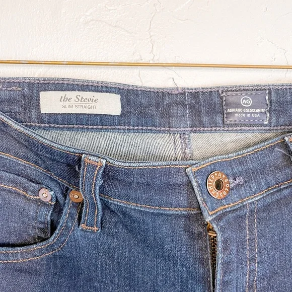 AG Adriano Goldschmied Slim Straight Dark Wash Blue Jeans - Picture 2 of 6